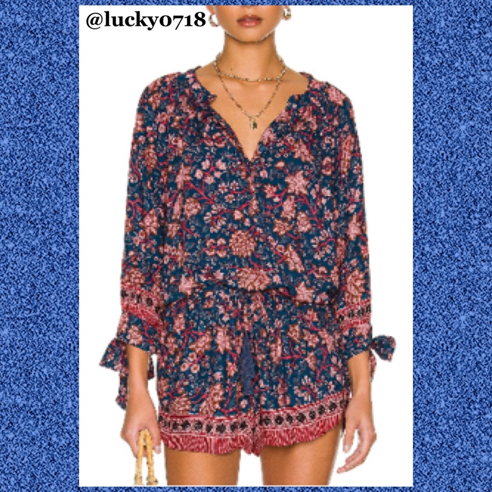 Natalie Martin EUC Floral Boho Renata Top in Dahlia Indigo Sz S